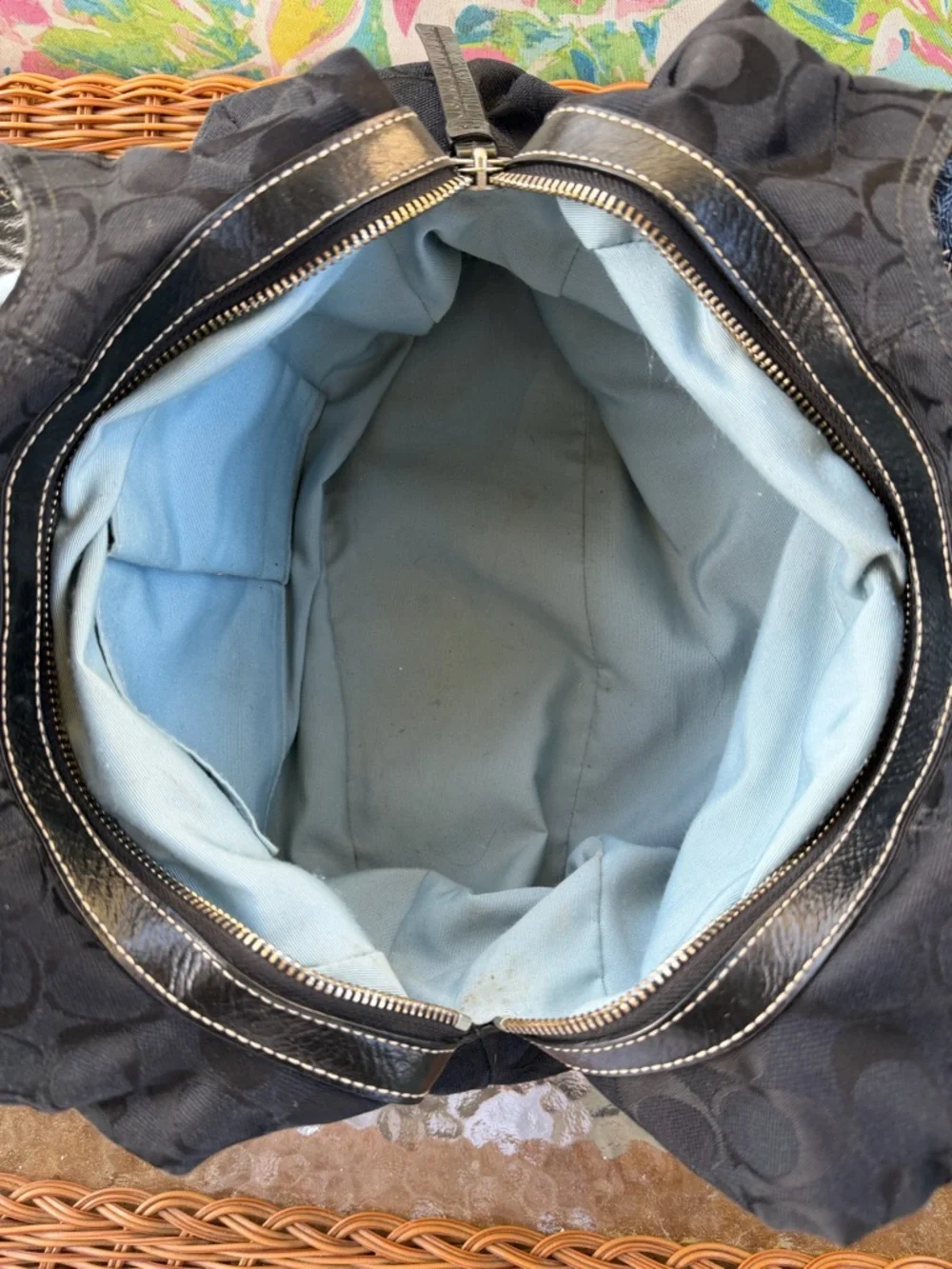 Coach Soho Lynn Signature Hobo Bag F15083 Black Leather Trim Y2K Vintage Classic - Picture 7 of 16